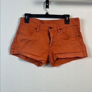 Uniqlo Orange Jean Shorts with Cuffed Hem